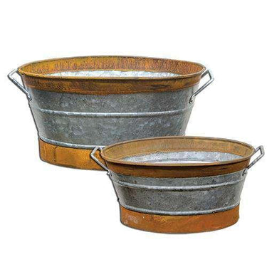 2/Set, Rusty Galvanized Buckets - The Fox Decor